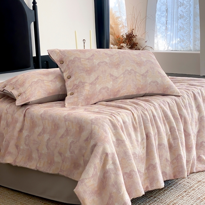 91家纺网 家纺一手货源 找家纺 （总）赫帛 2025新款60支全棉双层纱夏被-云岫霓裳