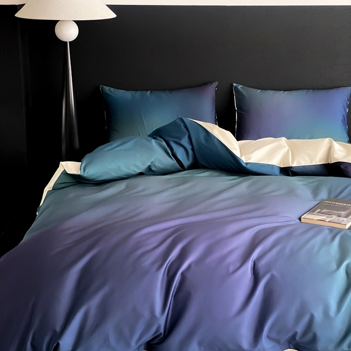 91家纺网 家纺一手货源 找家纺 （总）赫帛 2025新款50s缎纹数码印花长绒棉四件套-只此青绿（风格二）