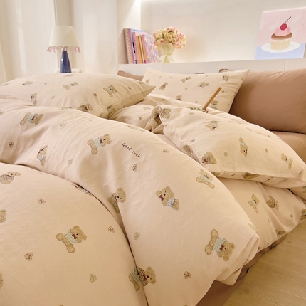 DoDo 兜兜 2025新款全棉纯棉小温暖双层纱四件套【可定做尺寸】 可可熊