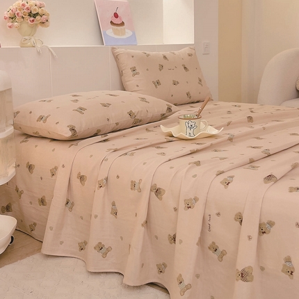 DoDo 兜兜 2025新款全棉纯棉小温暖双层纱系列单床单【可定做尺寸】 可可熊