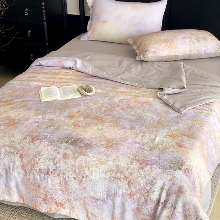 91家纺网 家纺一手货源 找家纺 （总）赫帛 2025新款60支全棉双层纱夏被-暮霭琉璃