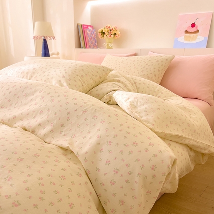 DoDo 兜兜 2025新款全棉纯棉小温暖双层纱四件套【可定做尺寸】 邂逅-粉