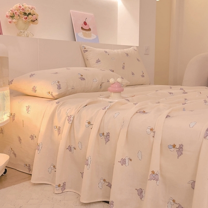 DoDo 兜兜 2025新款全棉纯棉小温暖双层纱系列单床单【可定做尺寸】 气球小象