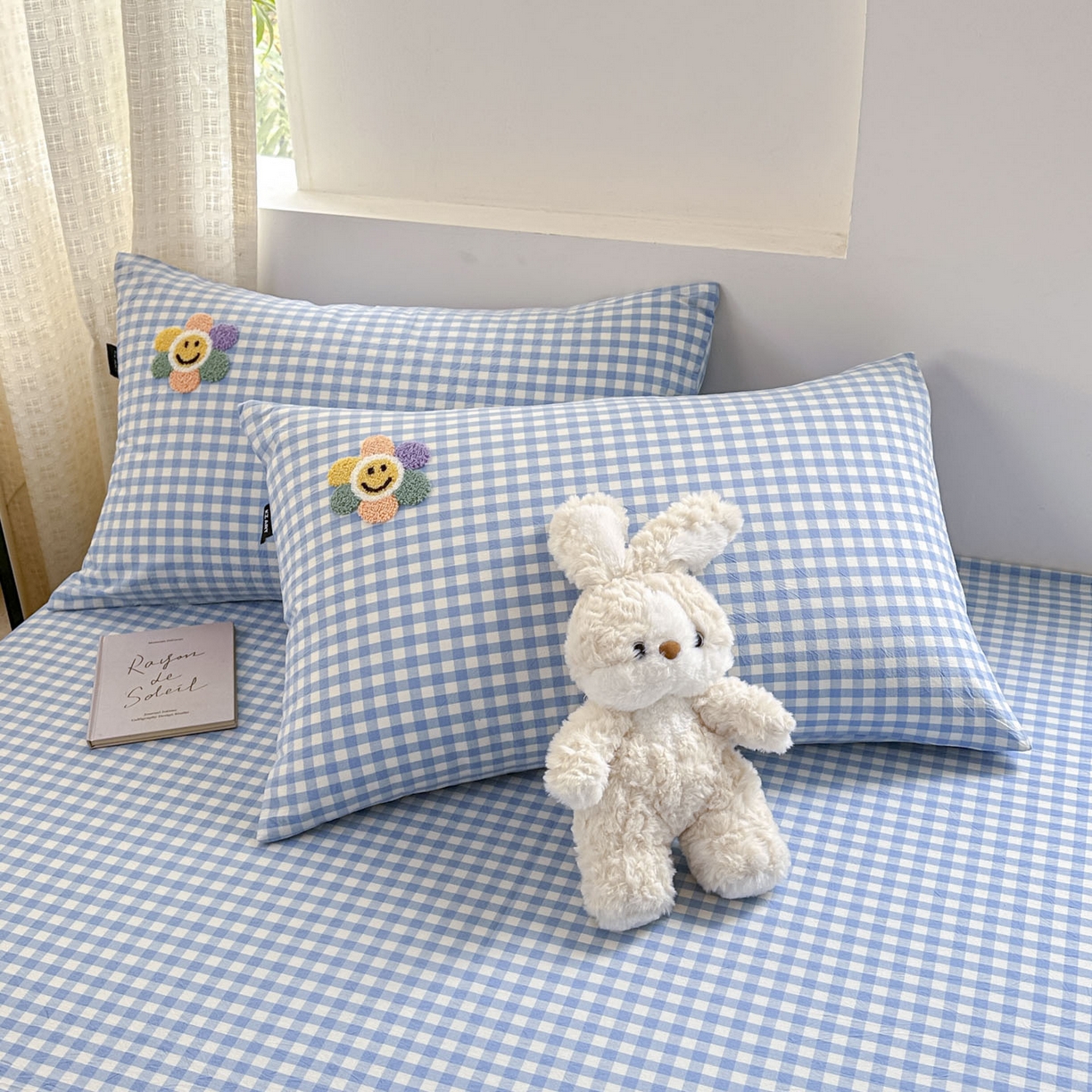 91家纺网 家纺一手货源 找家纺 乐美家纺 2025秋冬新款全棉色织水洗棉床笠三件套系列 彩虹花