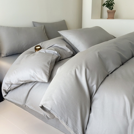 91家纺网 家纺一手货源 找家纺 （总）兰紫橙家纺 2025新款简约款13372喷气全棉纯色双拼四件套