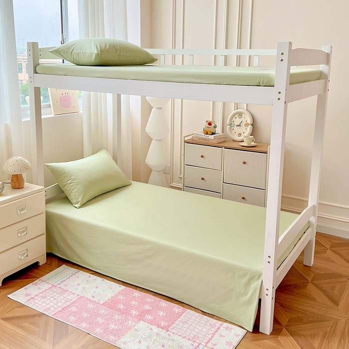 91家纺网 家纺一手货源 找家纺 泽西家纺 2025新款A类加密全棉40支13376简约风宿舍双拼纯色纯棉学生三件套 橄榄绿