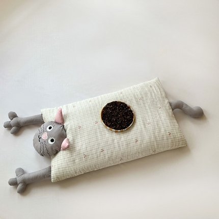 91家纺网 家纺一手货源 找家纺 （总）亦帆枕芯  2025新款哇噻猫-理想猫全棉纯棉双层纱甜荞麦枕芯卡通儿童学生成人护颈枕