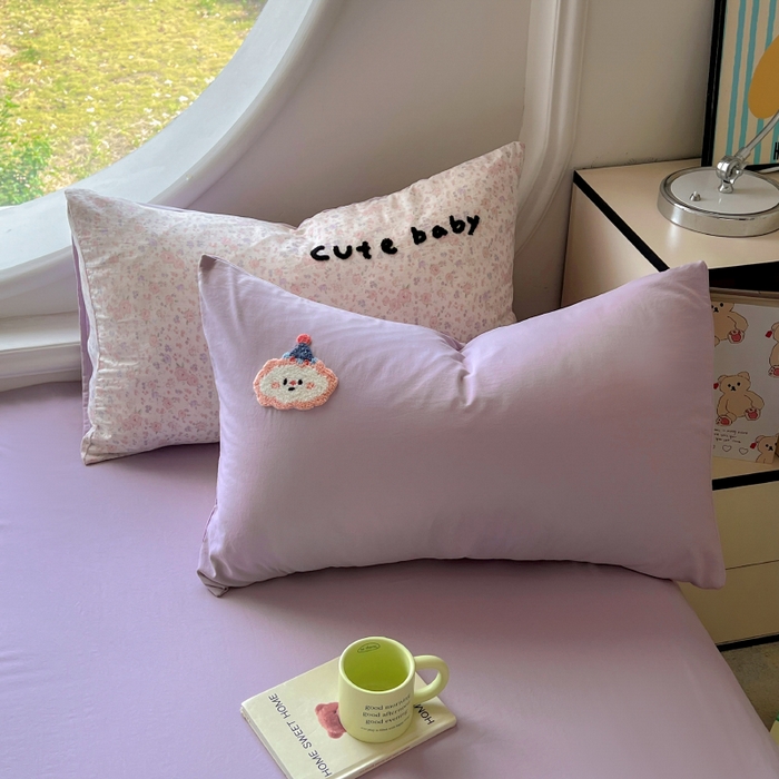 91家纺网 家纺一手货源 找家纺 百寐 2025新款亲肤柔软水洗棉卡通可爱学生季宿舍床三四件套非全棉毛巾绣 碎花云朵