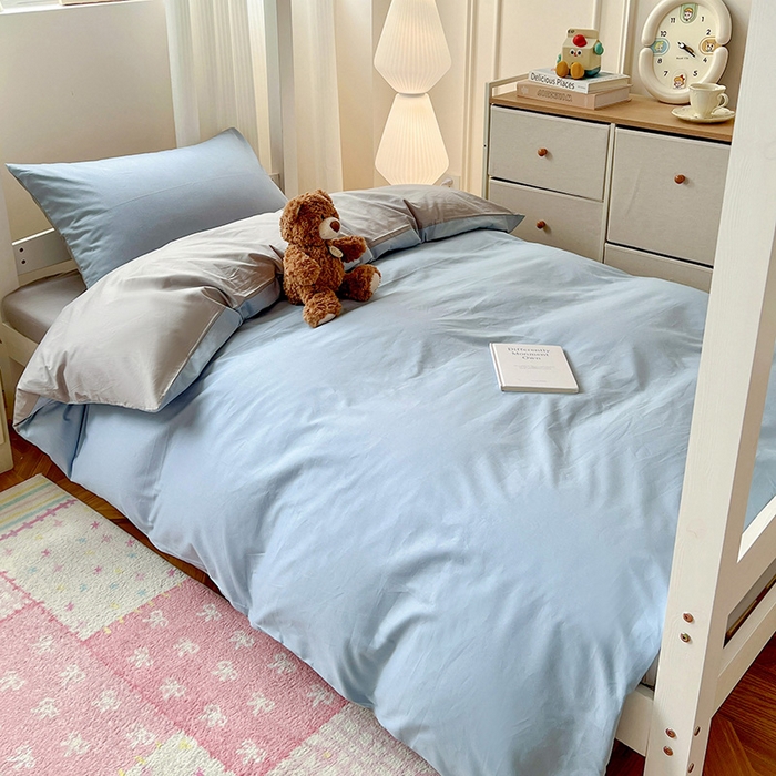 91家纺网 家纺一手货源 找家纺 （总）泽西家纺 2025新款A类加密全棉40支13376学生宿舍双拼纯色纯棉学生三件套