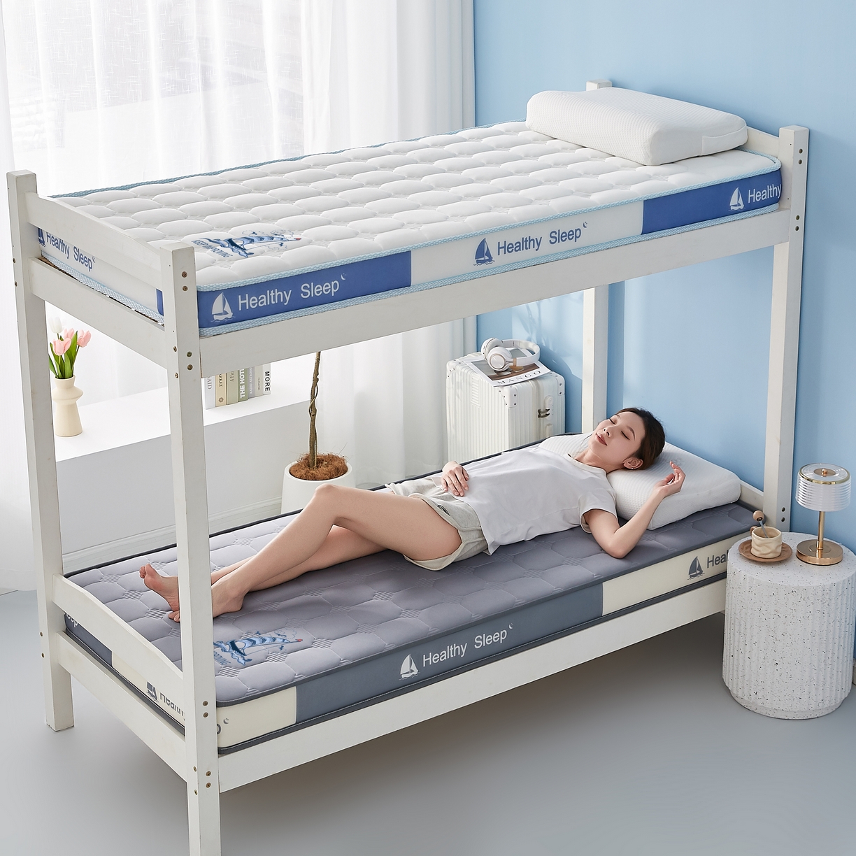 91家纺网 家纺一手货源 找家纺 艺博床垫 2025新款一帆风顺帆船标学生床垫 一帆风顺帆船标灰色