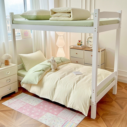 91家纺网 家纺一手货源 找家纺 （总）泽西家纺 2025新款A类加密全棉40支13376学生宿舍双拼纯色纯棉学生三件套