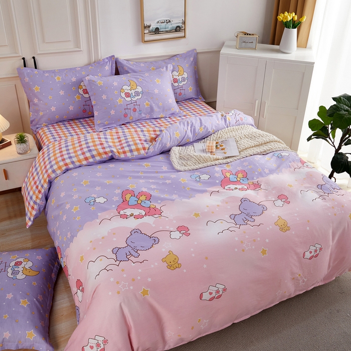 91家纺网 家纺一手货源 找家纺 依庭 2025春夏新款12868全棉纯棉印花卡通系列单被套 被套单件 漫步花香