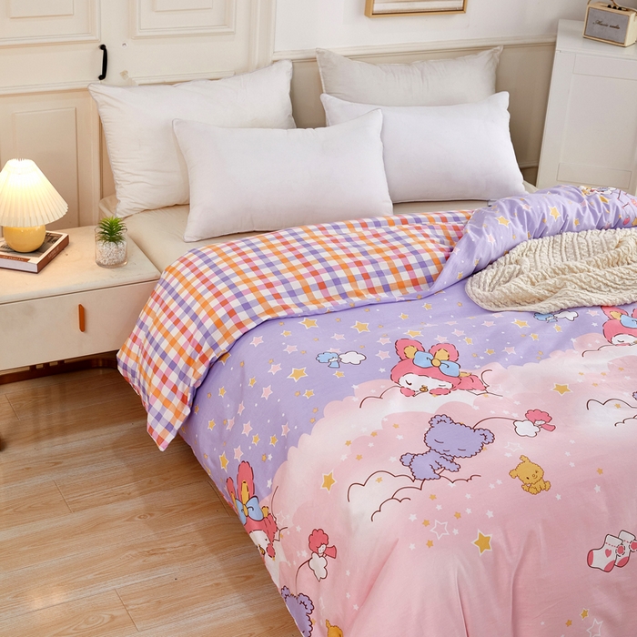 91家纺网 家纺一手货源 找家纺 依庭 2025春夏新款12868全棉纯棉印花卡通系列单被套 被套单件 漫步花香