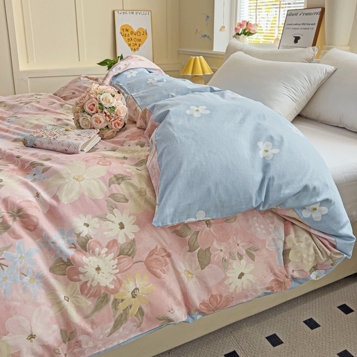 91家纺网 家纺一手货源 找家纺 依庭 2025春夏新款12868全棉纯棉印花卡通系列单被套 被套单件 萌心小熊