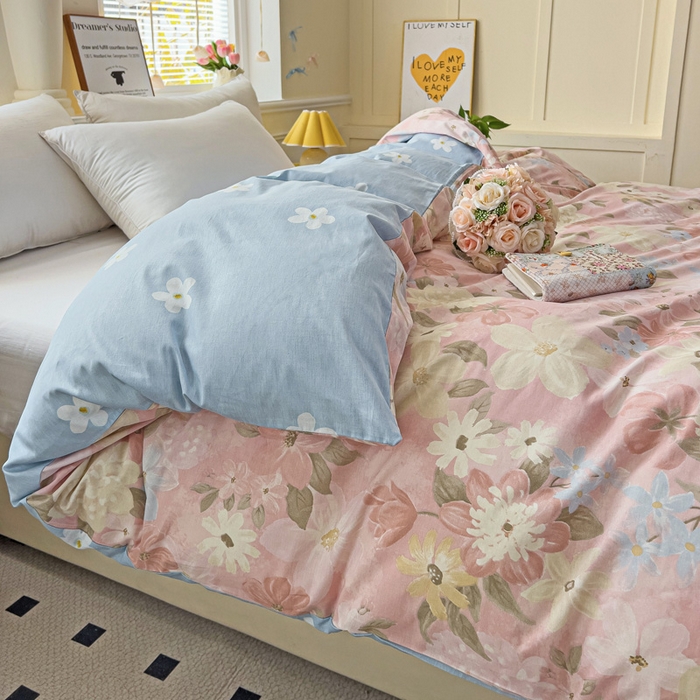 91家纺网 家纺一手货源 找家纺 依庭 2025春夏新款12868全棉纯棉印花卡通系列单被套 被套单件 萌心小熊