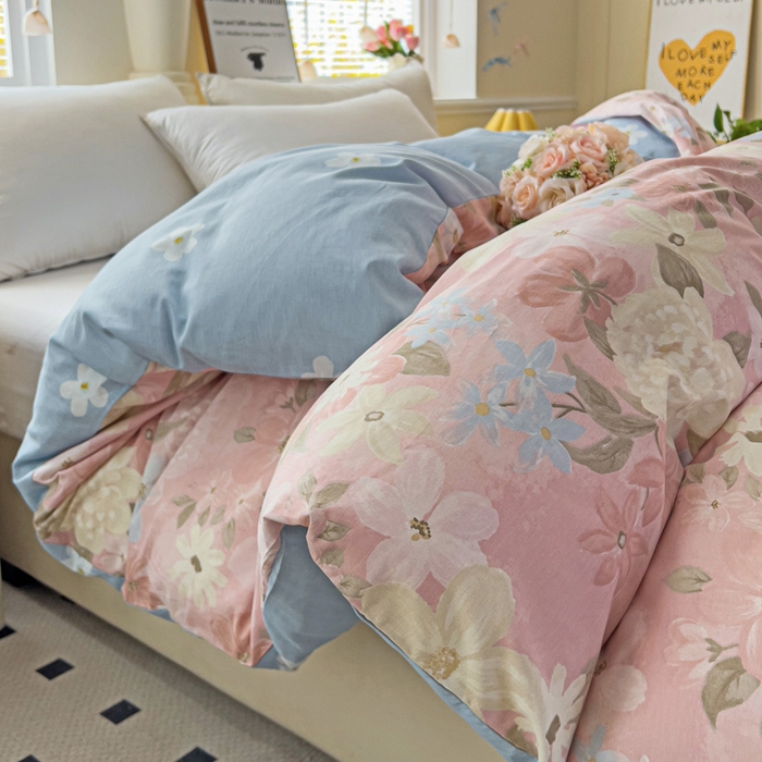 91家纺网 家纺一手货源 找家纺 依庭 2025春夏新款12868全棉纯棉印花卡通系列单被套 被套单件 萌心小熊