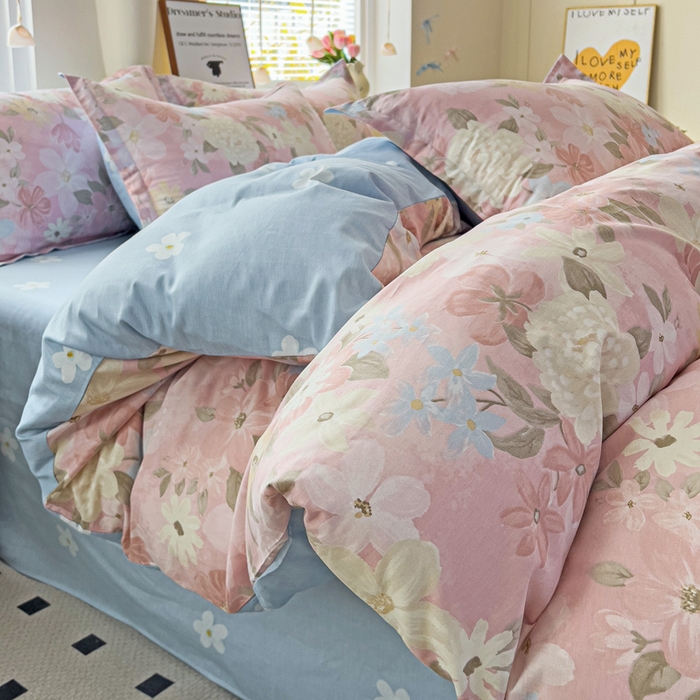 91家纺网 家纺一手货源 找家纺 依庭 2025春夏新款12868全棉纯棉印花卡通系列单被套 被套单件 萌心小熊