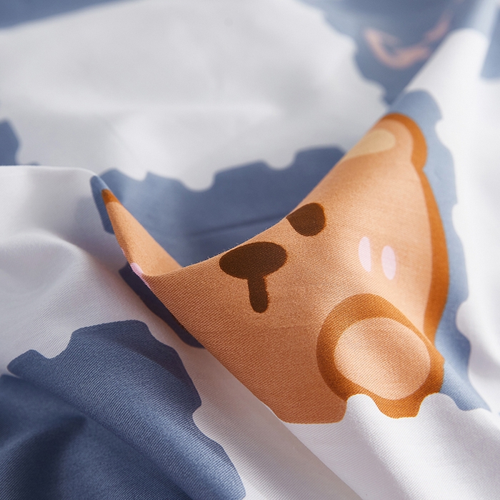 91家纺网 家纺一手货源 找家纺 依庭 2025春夏新款12868全棉纯棉印花卡通系列单被套 被套单件 俏皮狗