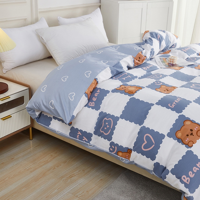 91家纺网 家纺一手货源 找家纺 依庭 2025春夏新款12868全棉纯棉印花卡通系列单被套 被套单件 俏皮狗