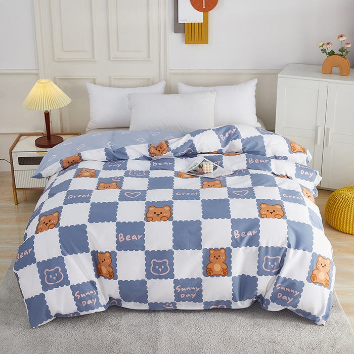 91家纺网 家纺一手货源 找家纺 依庭 2025春夏新款12868全棉纯棉印花卡通系列单被套 被套单件 俏皮狗