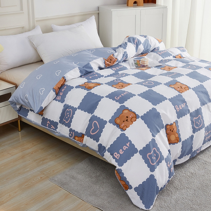 91家纺网 家纺一手货源 找家纺 依庭 2025春夏新款12868全棉纯棉印花卡通系列单被套 被套单件 俏皮狗