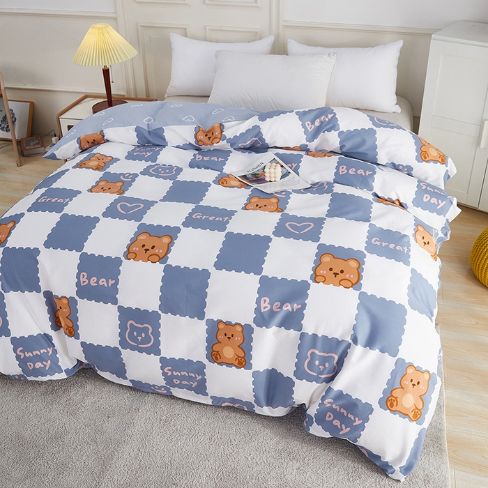 91家纺网 家纺一手货源 找家纺 依庭 2025春夏新款12868全棉纯棉印花卡通系列单被套 被套单件 俏皮狗