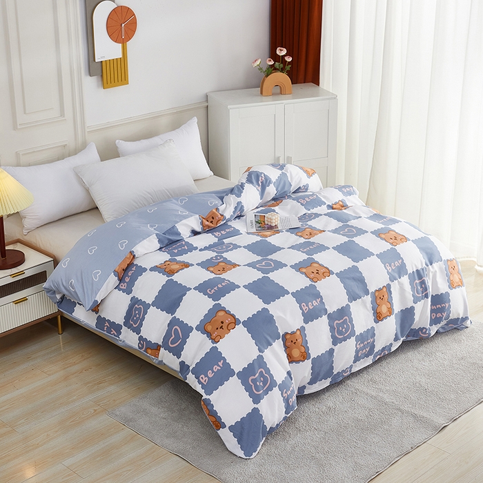 91家纺网 家纺一手货源 找家纺 依庭 2025春夏新款12868全棉纯棉印花卡通系列单被套 被套单件 俏皮狗