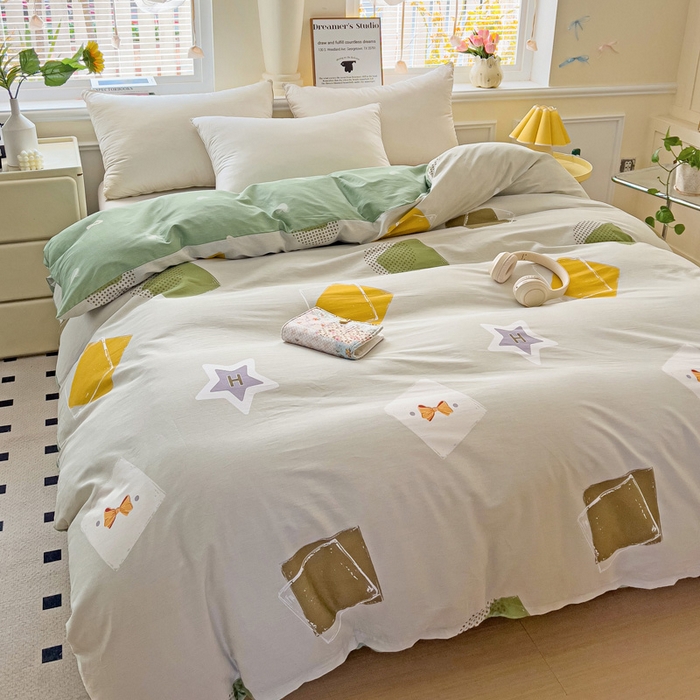 91家纺网 家纺一手货源 找家纺 依庭 2025春夏新款12868全棉纯棉印花卡通系列单被套 被套单件 弹唱小象