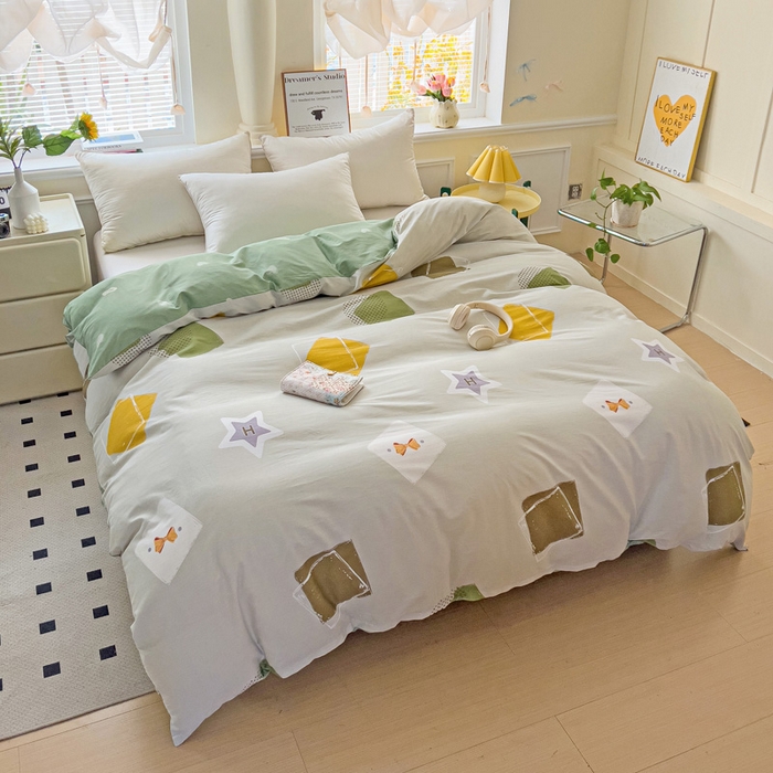 91家纺网 家纺一手货源 找家纺 依庭 2025春夏新款12868全棉纯棉印花卡通系列单被套 被套单件 弹唱小象