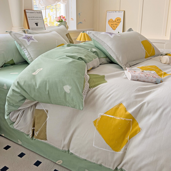 91家纺网 家纺一手货源 找家纺 依庭 2025春夏新款12868全棉纯棉印花卡通系列单被套 被套单件 弹唱小象