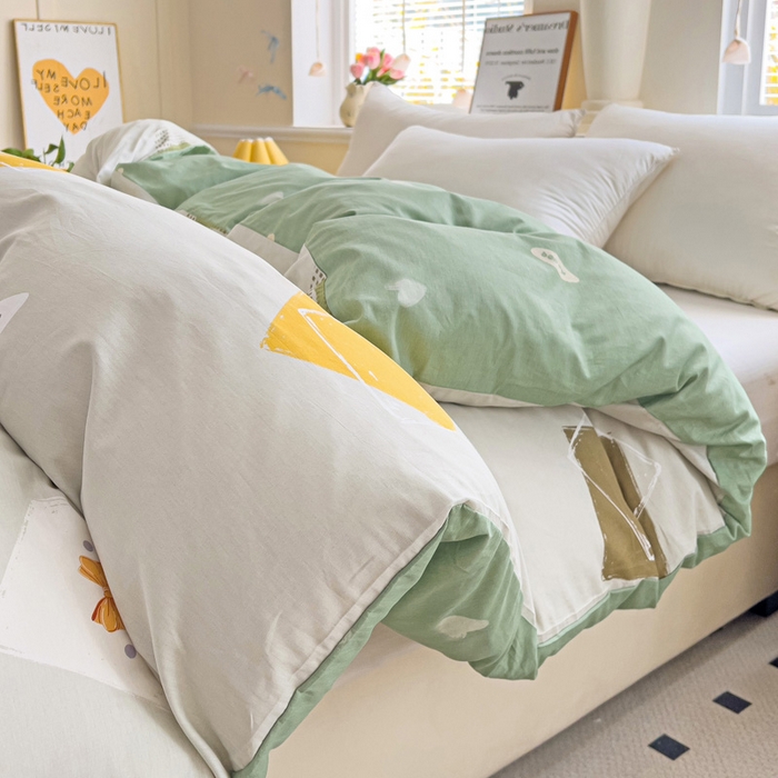 91家纺网 家纺一手货源 找家纺 依庭 2025春夏新款12868全棉纯棉印花卡通系列单被套 被套单件 弹唱小象