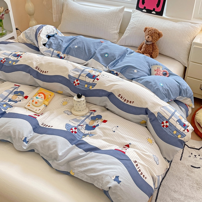 91家纺网 家纺一手货源 找家纺 依庭 2025春夏新款12868全棉纯棉印花卡通系列单被套 被套单件 花语情怀