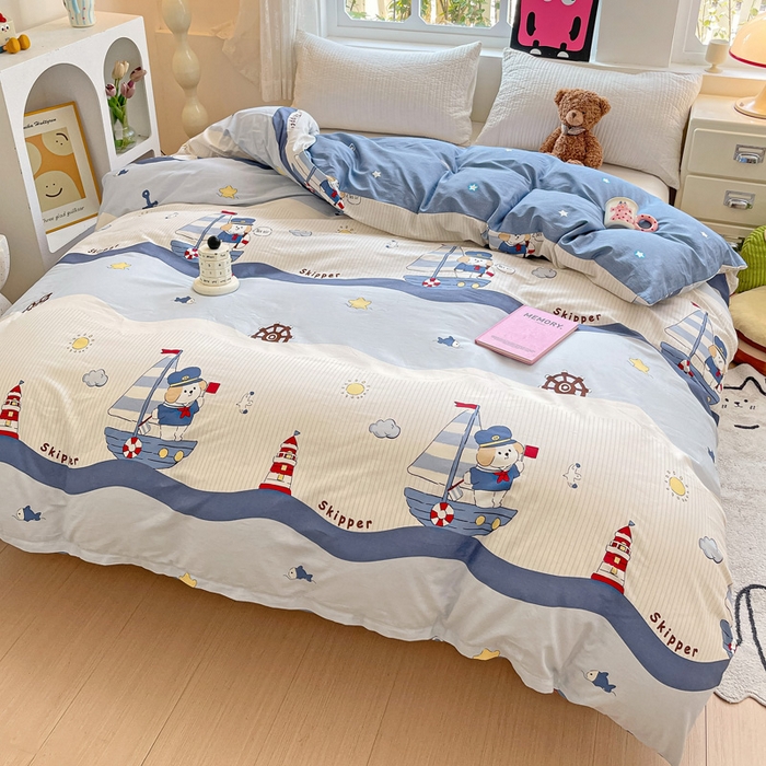 91家纺网 家纺一手货源 找家纺 依庭 2025春夏新款12868全棉纯棉印花卡通系列单被套 被套单件 花语情怀