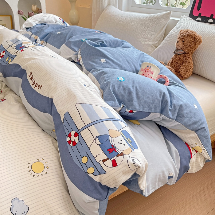 91家纺网 家纺一手货源 找家纺 依庭 2025春夏新款12868全棉纯棉印花卡通系列单被套 被套单件 花语情怀