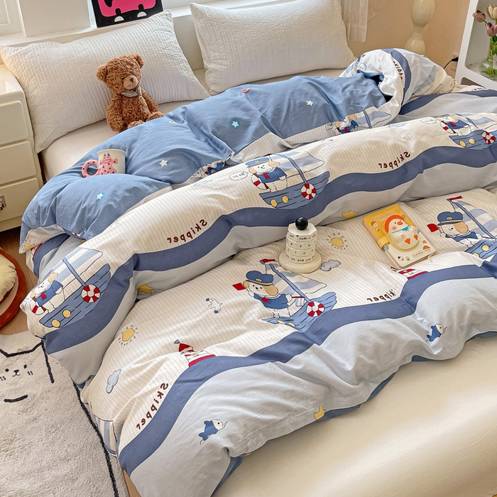 91家纺网 家纺一手货源 找家纺 依庭 2025春夏新款12868全棉纯棉印花卡通系列单被套 被套单件 花语情怀