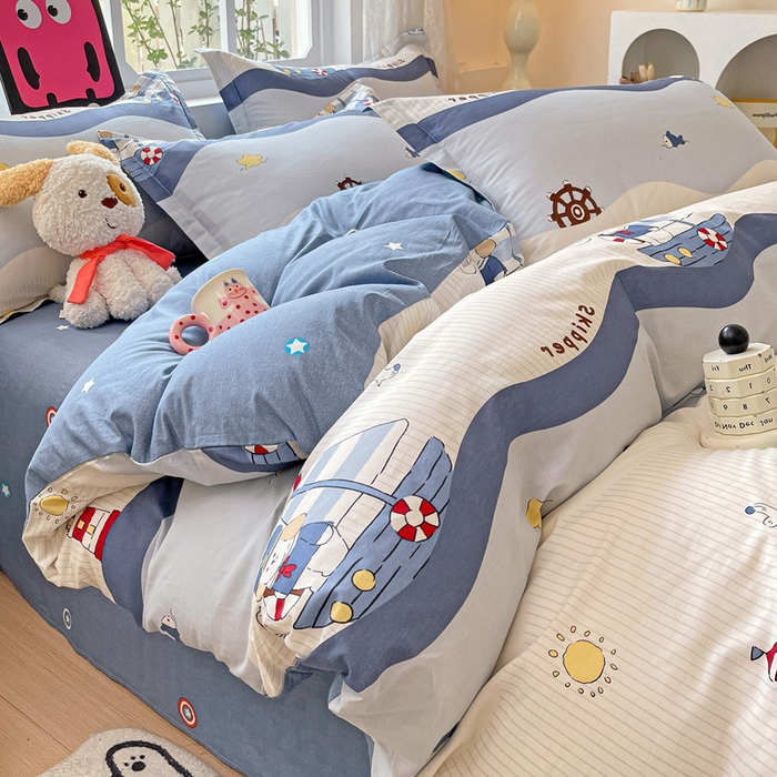 91家纺网 家纺一手货源 找家纺 依庭 2025春夏新款12868全棉纯棉印花卡通系列单被套 被套单件 花语情怀