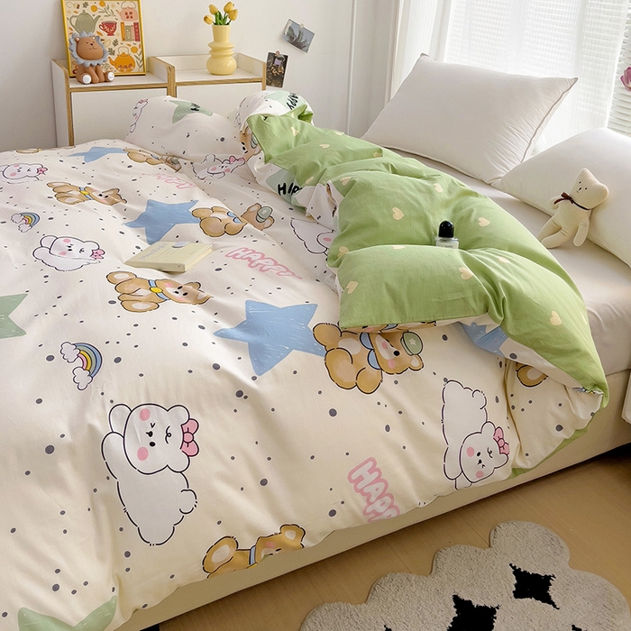 91家纺网 家纺一手货源 找家纺 依庭 2025春夏新款12868全棉纯棉印花卡通系列单被套 被套单件 江南小调