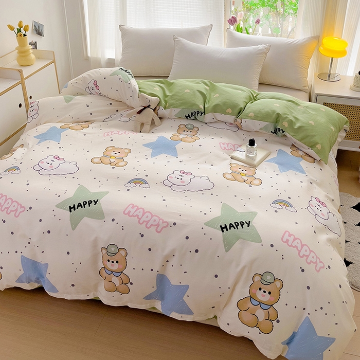 91家纺网 家纺一手货源 找家纺 依庭 2025春夏新款12868全棉纯棉印花卡通系列单被套 被套单件 江南小调