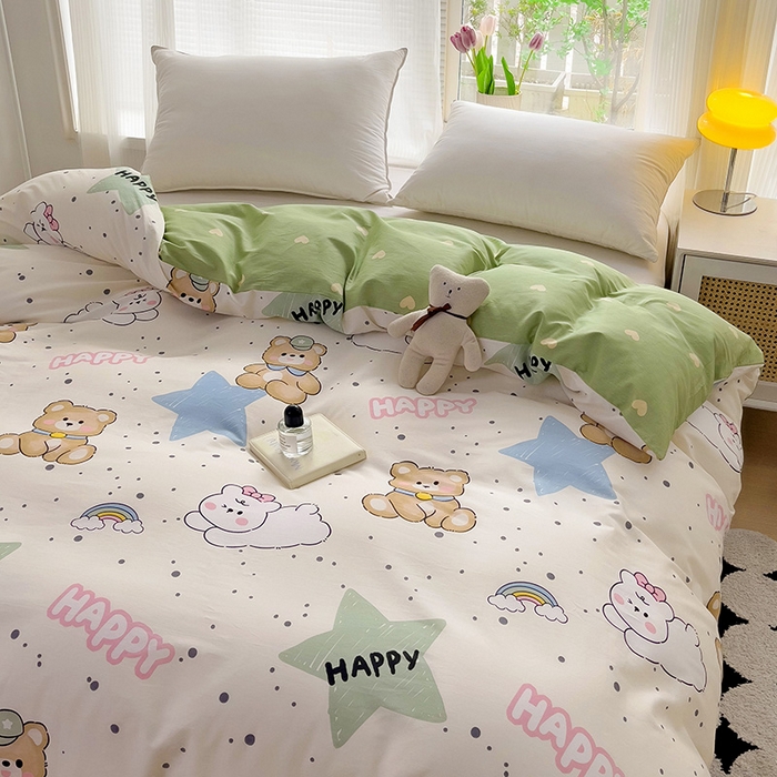 91家纺网 家纺一手货源 找家纺 依庭 2025春夏新款12868全棉纯棉印花卡通系列单被套 被套单件 江南小调