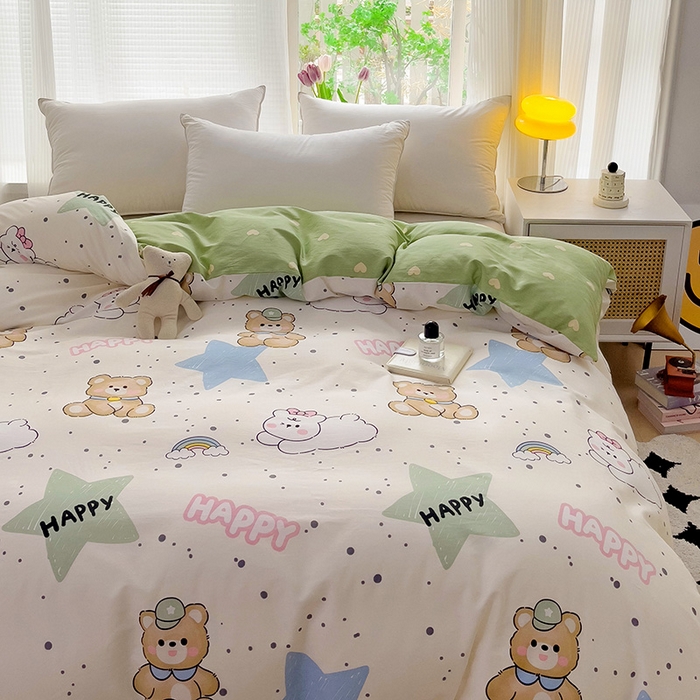 91家纺网 家纺一手货源 找家纺 依庭 2025春夏新款12868全棉纯棉印花卡通系列单被套 被套单件 江南小调