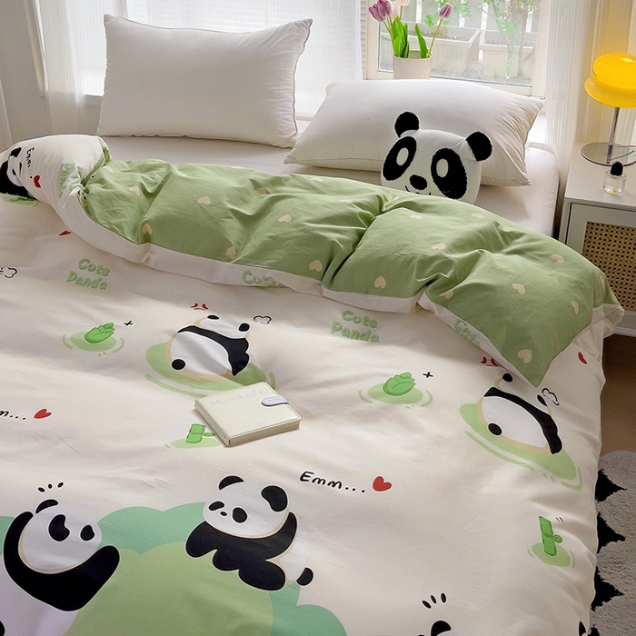 91家纺网 家纺一手货源 找家纺 依庭 2025春夏新款12868全棉纯棉印花卡通系列单被套 被套单件 莱迪熊-粉