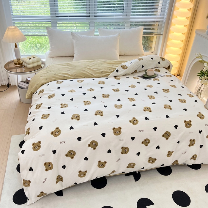 91家纺网 家纺一手货源 找家纺 依庭 2025春夏新款12868全棉纯棉印花卡通系列单被套 被套单件 茉婉-灰