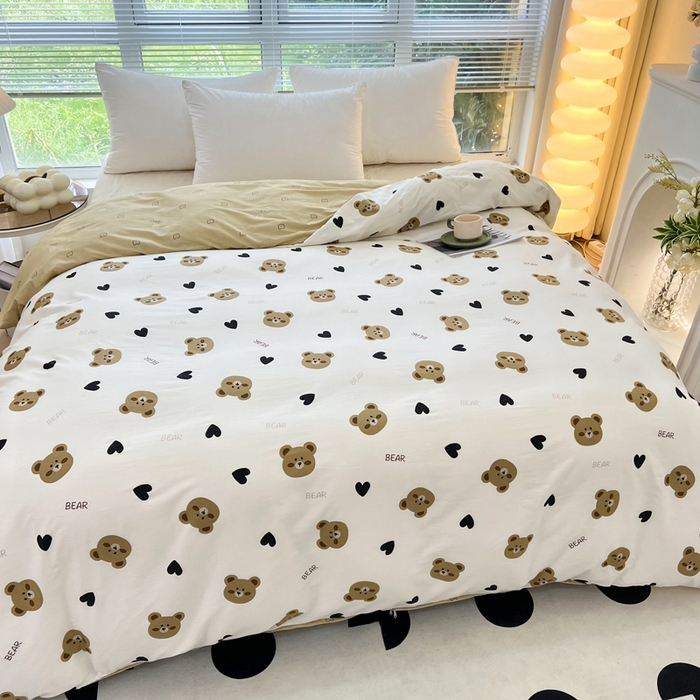 91家纺网 家纺一手货源 找家纺 依庭 2025春夏新款12868全棉纯棉印花卡通系列单被套 被套单件 茉婉-灰