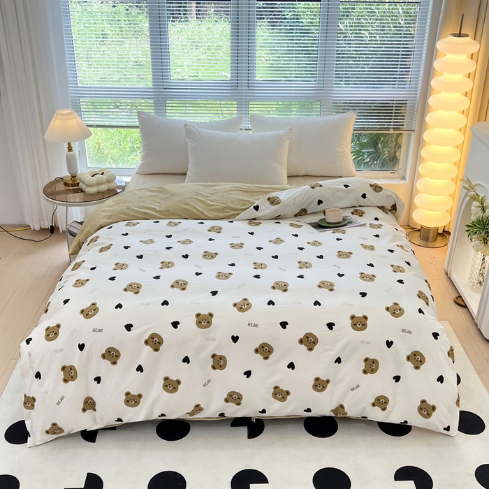 91家纺网 家纺一手货源 找家纺 依庭 2025春夏新款12868全棉纯棉印花卡通系列单被套 被套单件 茉婉-灰