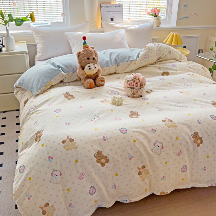 91家纺网 家纺一手货源 找家纺 依庭 2025春夏新款12868全棉纯棉印花卡通系列单被套 被套单件 糖果影院