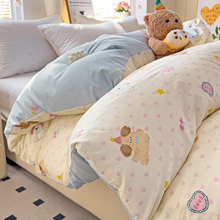 91家纺网 家纺一手货源 找家纺 依庭 2025春夏新款12868全棉纯棉印花卡通系列单被套 被套单件 糖果影院