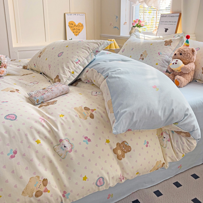 91家纺网 家纺一手货源 找家纺 依庭 2025春夏新款12868全棉纯棉印花卡通系列单被套 被套单件 糖果影院