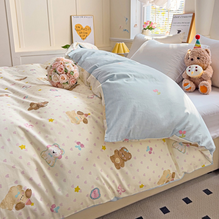 91家纺网 家纺一手货源 找家纺 依庭 2025春夏新款12868全棉纯棉印花卡通系列单被套 被套单件 糖果影院