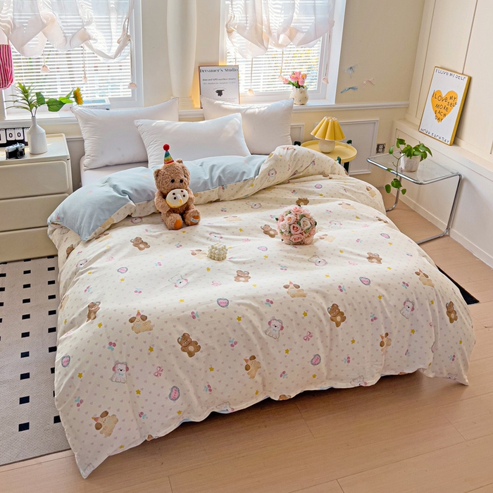 91家纺网 家纺一手货源 找家纺 依庭 2025春夏新款12868全棉纯棉印花卡通系列单被套 被套单件 糖果影院