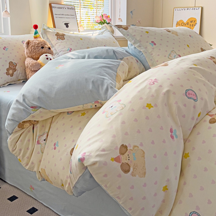 91家纺网 家纺一手货源 找家纺 依庭 2025春夏新款12868全棉纯棉印花卡通系列单被套 被套单件 糖果影院